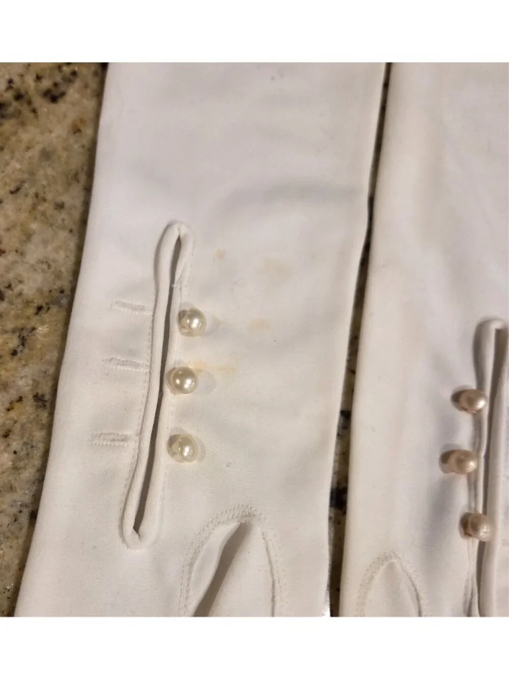 Vtg Womens Size M 7 Off-White Nylon Formal Opera Gloves 22